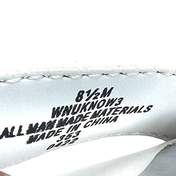 Nine‎ West Size 8.5 Uknow White Faux Vegan Leather Platform Sandals Heels Shoes - Picture 16 of 16